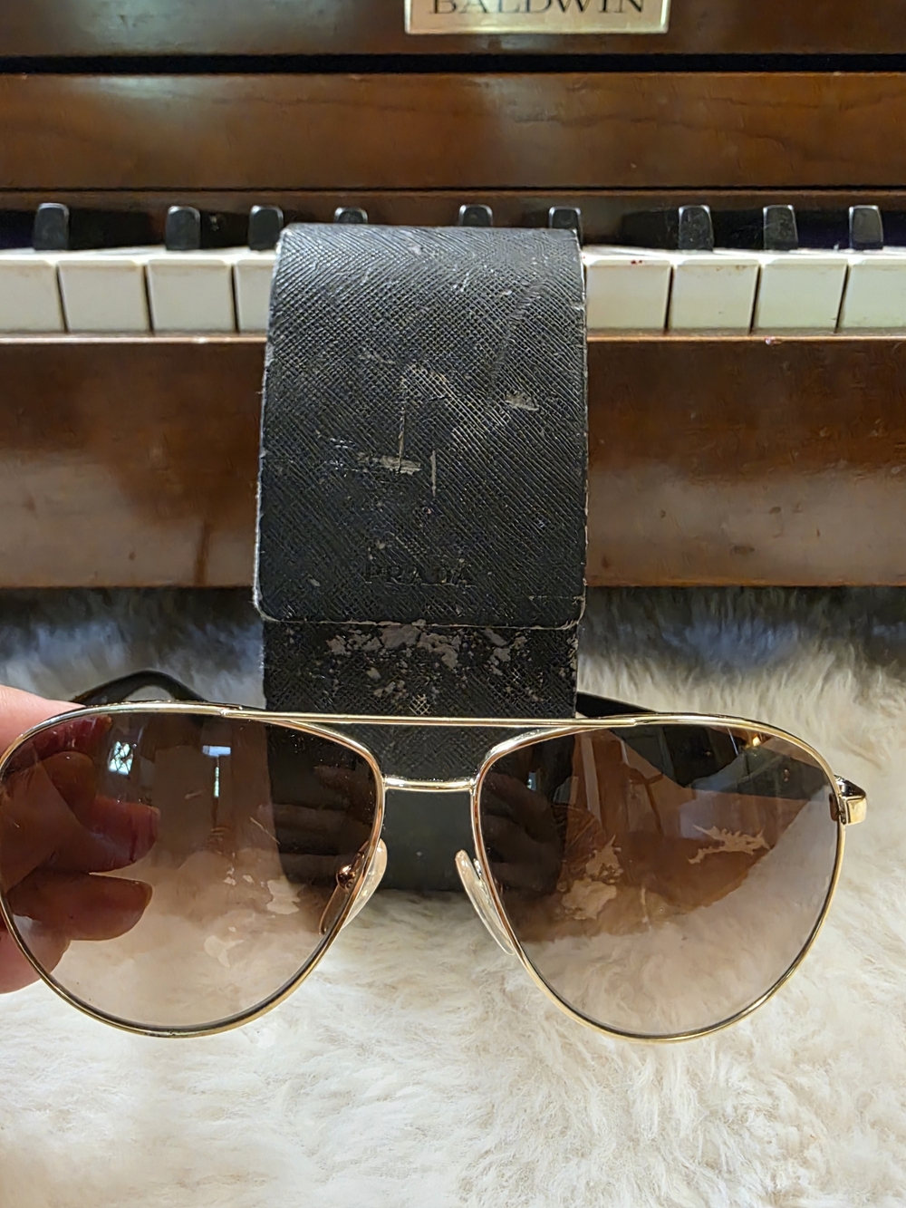 Prada Gold Frame Sunglasses with Brown Gradient Lenses